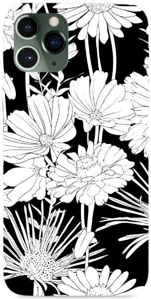 Fekete-fehér virágos vonalrajz