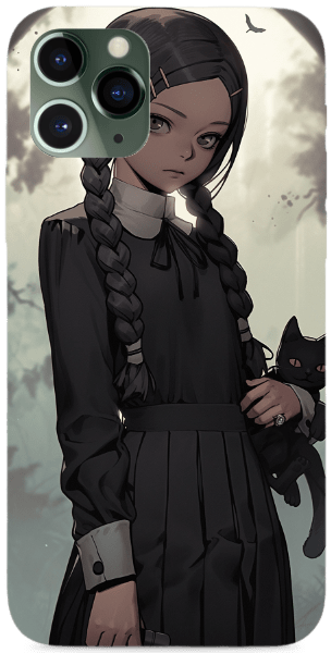 Wednesday Addams cicával, anime stílus