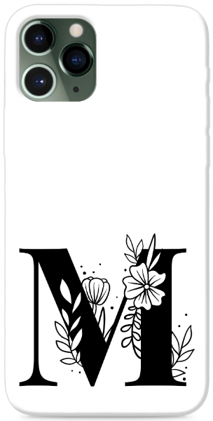 M  betű - fehér virágos