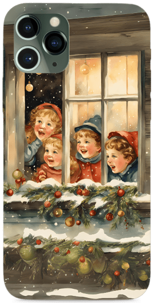 Karácsonyi hangulat- gyerekek az ablaknál