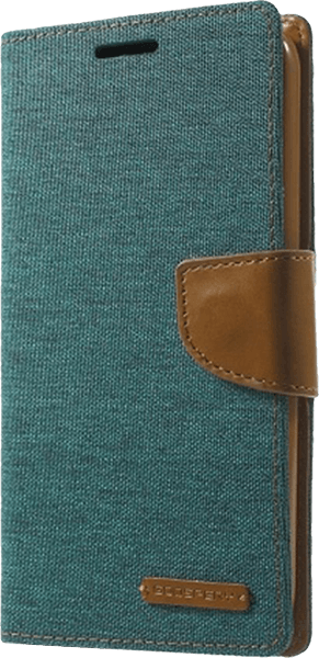 LG G5 Titan (H850) oldalra nyíló flipes bőrtok gyári MERCURYCASE textil hatás zöld