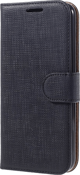LG G5 SE (H840) oldalra nyíló flipes bőrtok textil hatás fekete