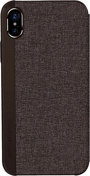 Apple iPhone X oldalra nyíló flipes bőrtok gyári JOYROOM textil bevonatú barna