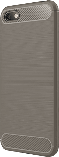 Huawei Y5 Prime 2018 (Y5 2018) ütésálló szilikon tok szálcsiszolt-karbon minta légpárnás sarok szürke