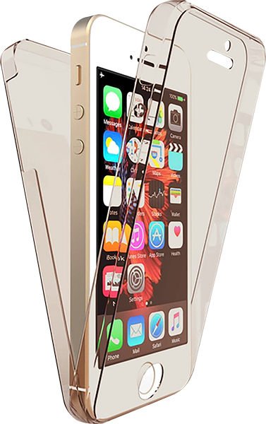 Apple iPhone 5S kemény hátlap szilikon előlap 360° védelem füstszínű