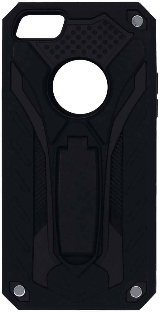 Apple iPhone SE (2016) ütésálló tok logó kihagyós kitámasztóval fekete