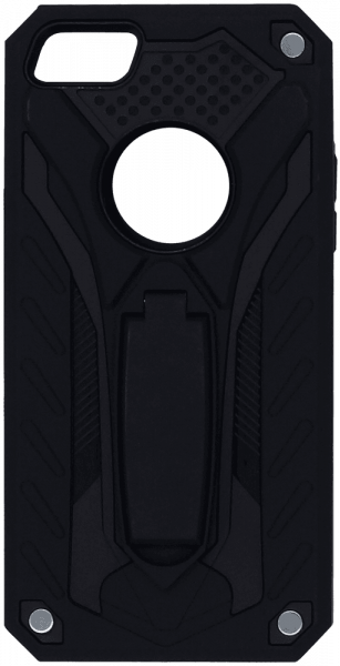 Apple iPhone 5 ütésálló tok logó kihagyós kitámasztóval fekete