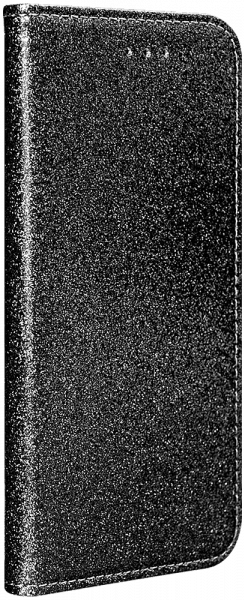 Xiaomi Redmi 8A oldalra nyíló flipes bőrtok csillámos fekete