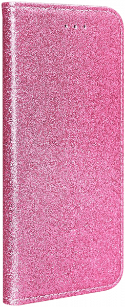 Apple iPhone 11 Pro Max oldalra nyíló flipes bőrtok csillámos rózsaszín
