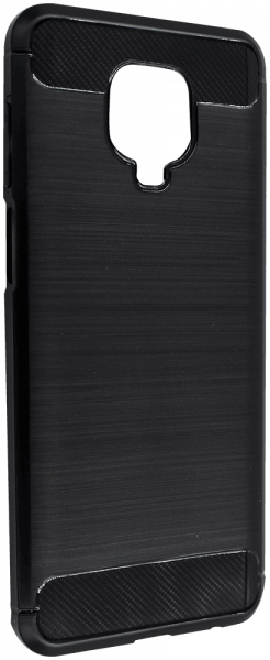 Xiaomi Redmi Note 9 Pro Max ütésálló TPU tok szálcsiszolt - karbon minta légpárnás sarok fekete