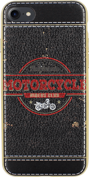 Apple iPhone SE (2020) szilikon tok bőrhatású california motorcycle mintás piros/fekete