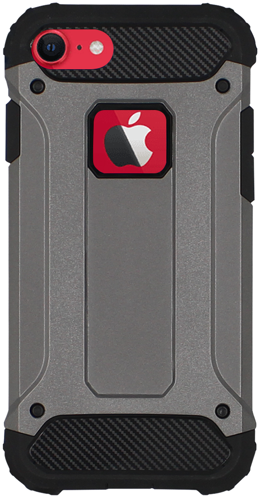 Apple iPhone 7 ütésálló tok logó kihagyós légpárnás sarkas, hibrid Forcell Armor szürke