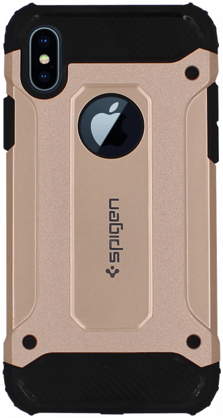 Apple iPhone XS ütésálló tok gyári SGP logó kihagyós légpárnás sarkas, hibrid Forcell Armor rozéarany