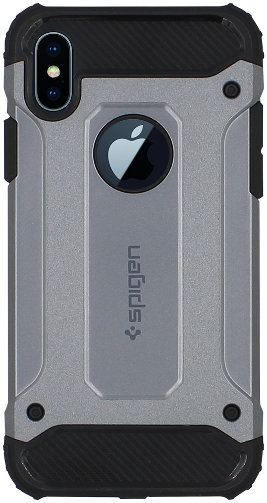 Apple iPhone XS ütésálló tok gyári SGP logó kihagyós légpárnás sarkas, hibrid Forcell Armor ezüst