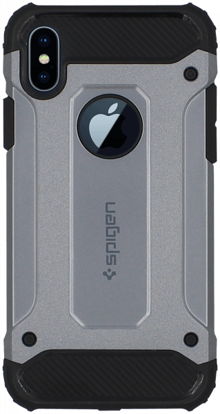 Apple iPhone XS ütésálló tok gyári SGP logó kihagyós légpárnás sarkas, hibrid Forcell Armor ezüst