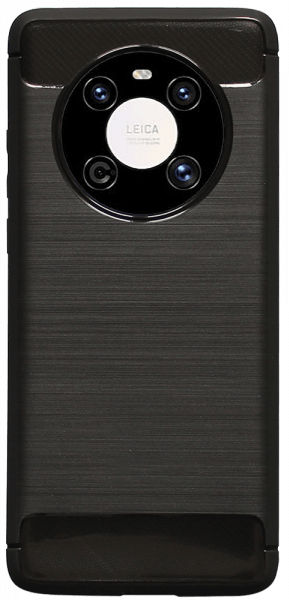 Huawei Mate 40 ütésálló szilikon tok szálcsiszolt-karbon minta légpárnás sarok fekete