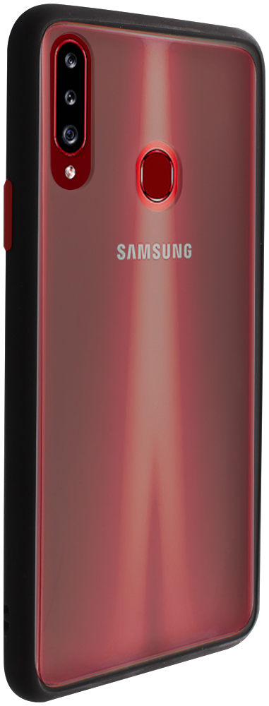 Samsung Galaxy A20s (SM-A207F) kemény hátlap szilikon keret Vennus Button Bumper fekete