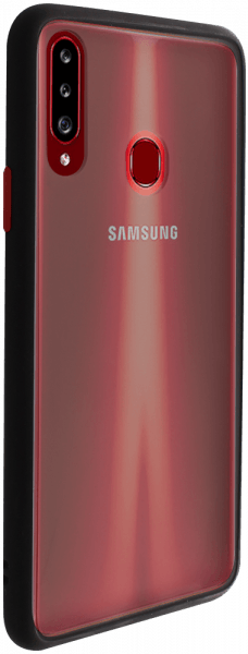 Samsung Galaxy A20s (SM-A207F) kemény hátlap szilikon keret Vennus Button Bumper fekete