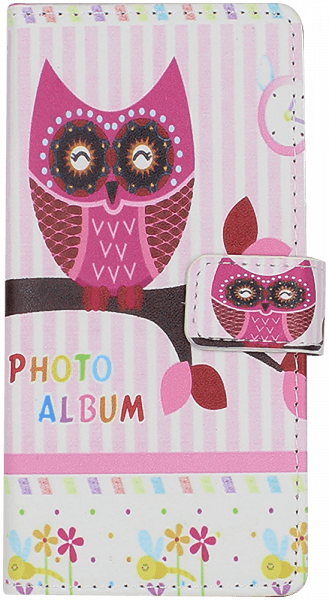 Sony Xperia XZ (F8331) oldalra nyíló flipes bőrtok bagoly mintás rózsaszín