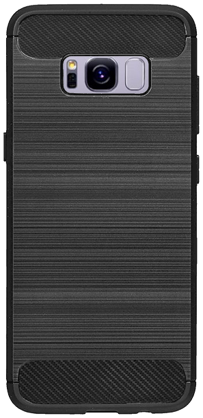 Samsung Galaxy S8 (G950) ütésálló szilikon tok szálcsiszolt-karbon minta légpárnás sarok fekete