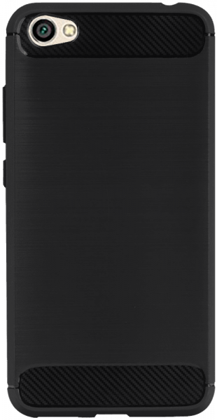 Xiaomi Redmi Y1 Lite (Note 5A) ütésálló szilikon tok szálcsiszolt-karbon minta légpárnás sarok fekete