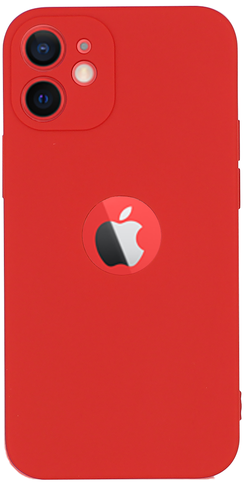 Apple iPhone 12 Mini szilikon tok logó kihagyós kameravédővel matt piros