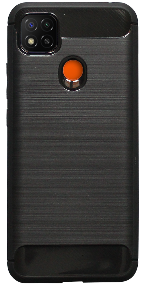 Xiaomi Redmi 9C ütésálló szilikon tok szálcsiszolt-karbon minta légpárnás sarok fekete