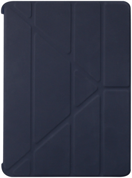 Apple iPad 2018 9.7 oldalra nyíló flipes bőrtok szilikon kerettel origami minta sötétkék