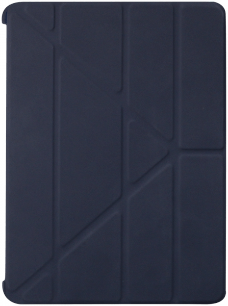 Apple iPad 2018 9.7 oldalra nyíló flipes bőrtok szilikon kerettel origami minta sötétkék