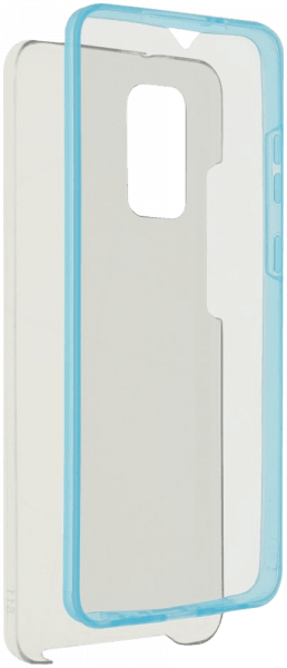 Samsung Galaxy S20 Ultra (SM-G988B) kemény hátlap szilikon előlap kék kerettel 360° védelem átlátszó