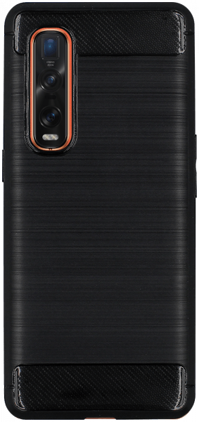 Oppo Find X2 Pro ütésálló szilikon tok szálcsiszolt-karbon minta légpárnás sarok fekete
