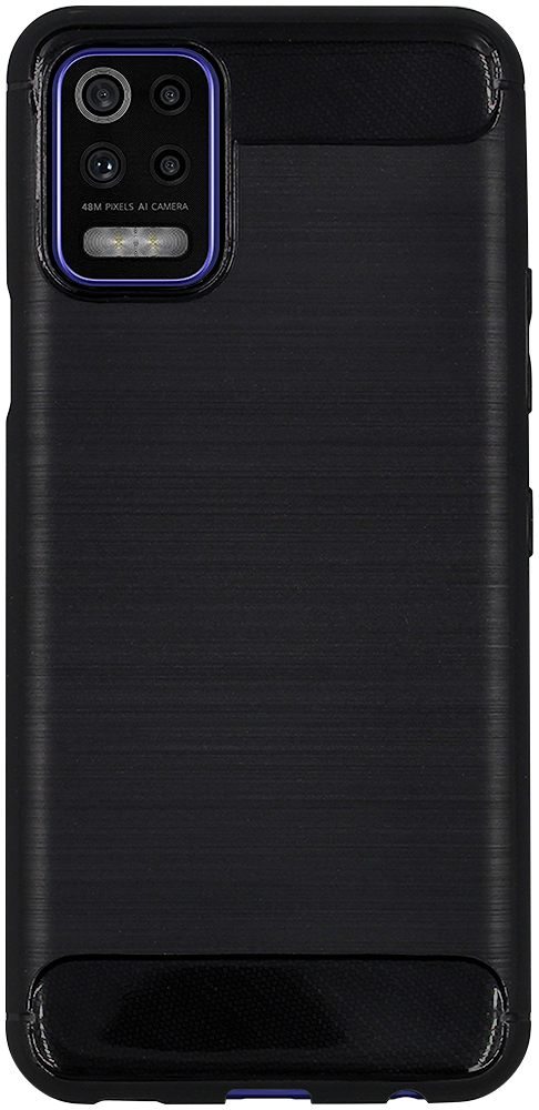 LG K52 ütésálló szilikon tok szálcsiszolt-karbon minta légpárnás sarok fekete