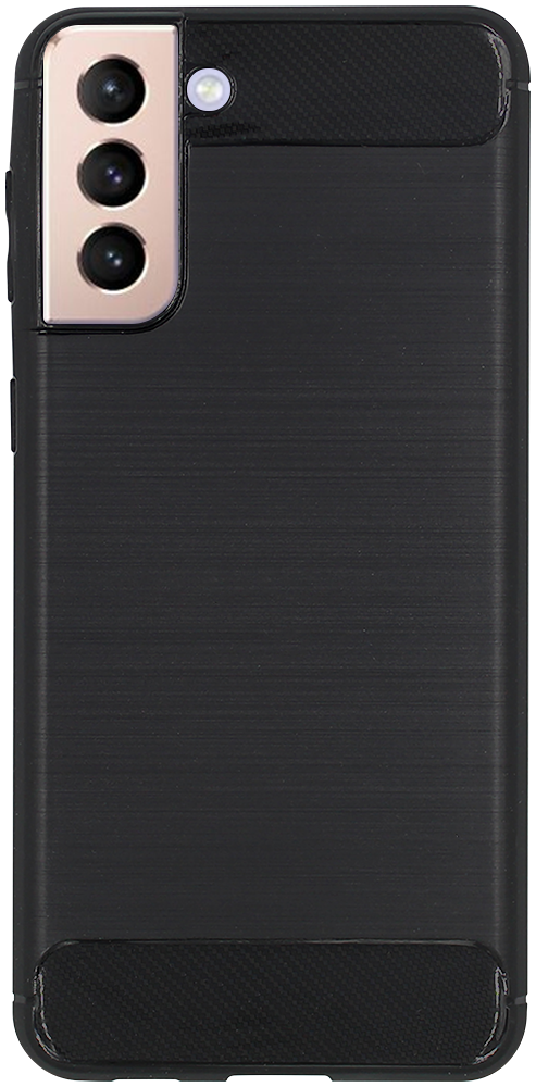 Samsung Galaxy S21 Plus 5G (SM-G996B) ütésálló szilikon tok szálcsiszolt-karbon minta légpárnás sarok fekete