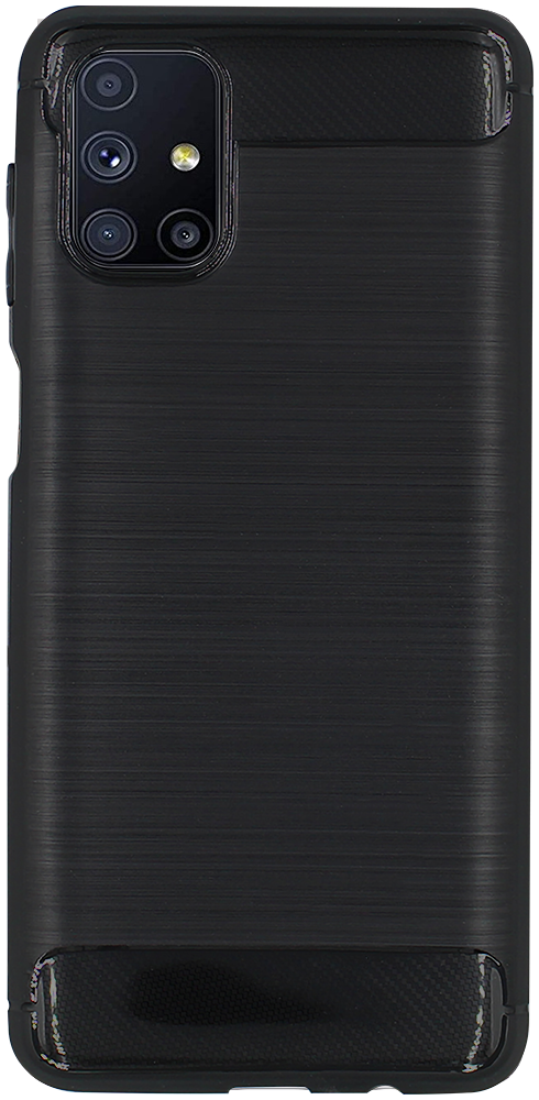 Samsung Galaxy M51 (SM-M515F) ütésálló szilikon tok szálcsiszolt-karbon minta légpárnás sarok fekete