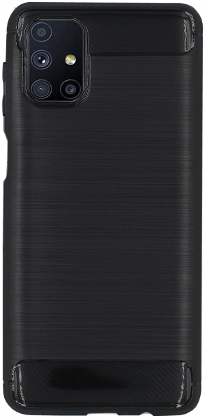 Samsung Galaxy M51 (SM-M515F) ütésálló szilikon tok szálcsiszolt-karbon minta légpárnás sarok fekete