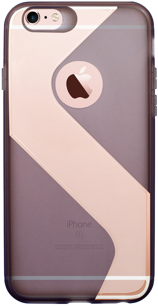 Apple iPhone 6 szilikon tok logó kihagyós S-CASE átlátszó füstszínű