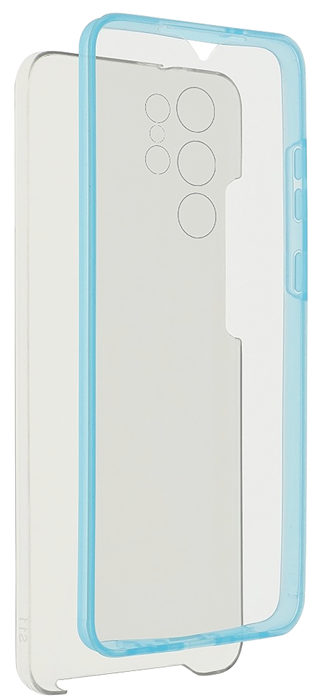 Samsung Galaxy S21 Ultra 5G (SM-G998B) kemény hátlap szilikon előlap kék kerettel 360 ° védelem átlátszó