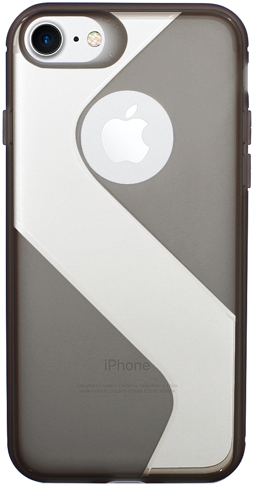 Apple iPhone 7 szilikon tok logó kihagyós S-CASE átlátszó füstszínű