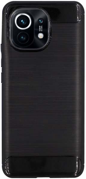Xiaomi Mi 11 ütésálló szilikon tok szálcsiszolt-karbon minta légpárnás sarok fekete