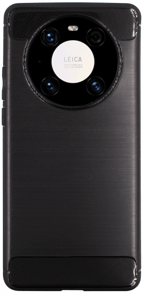 Huawei Mate 40 Pro ütésálló szilikon tok szálcsiszolt-karbon minta légpárnás sarok fekete