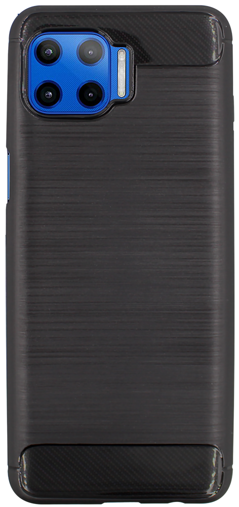Motorola Moto G 5G Plus ütésálló szilikon tok szálcsiszolt-karbon minta légpárnás sarok fekete