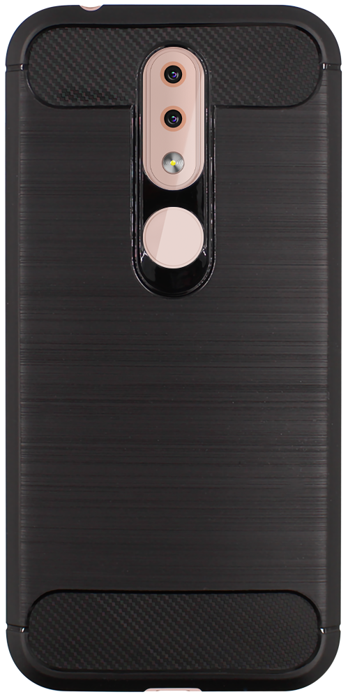 Nokia 4 2019 (4.2) ütésálló szilikon tok szálcsiszolt-karbon minta légpárnás sarok fekete