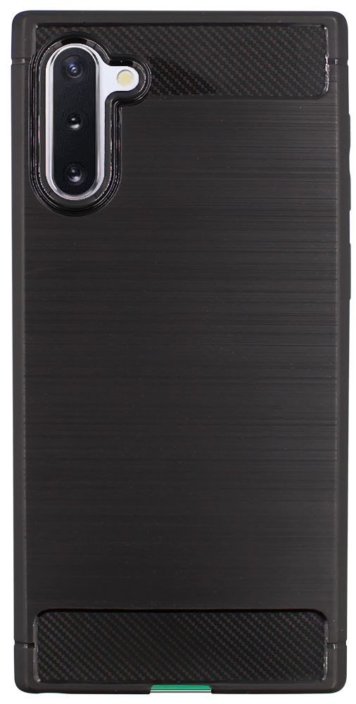 Samsung Galaxy Note 10 ütésálló szilikon tok szálcsiszolt-karbon minta légpárnás sarok fekete