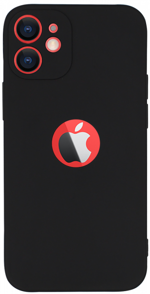 Apple iPhone 12 Mini szilikon tok logó kihagyós kameravédővel matt fekete