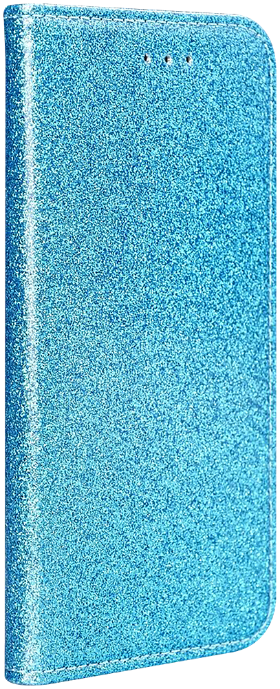 Oppo A53s oldalra nyíló flipes bőrtok csillámos kék