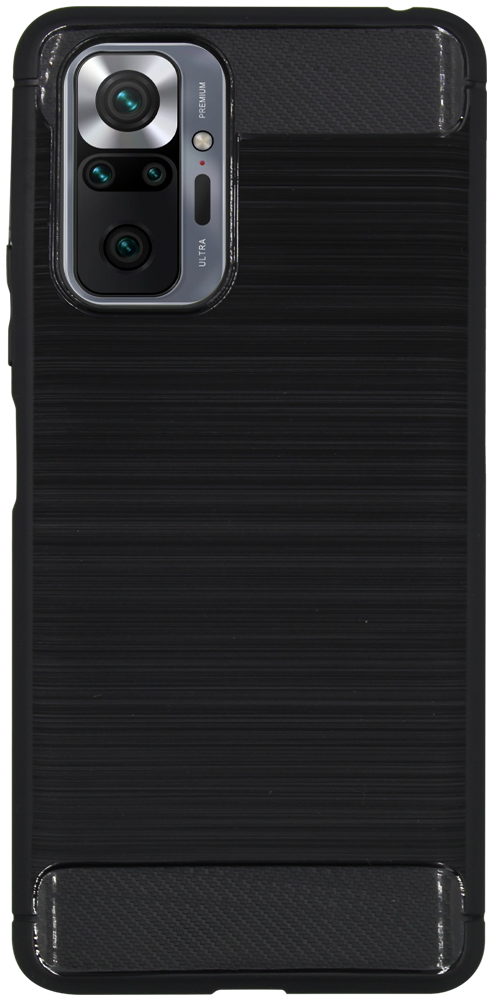 Xiaomi Redmi Note 10 Pro Max ütésálló szilikon tok szálcsiszolt-karbon minta légpárnás sarok fekete