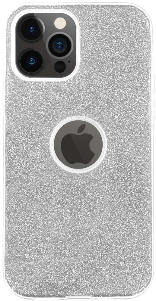 Apple iPhone 12 Pro szilikon tok csillogó hátlap logó kihagyós ezüst