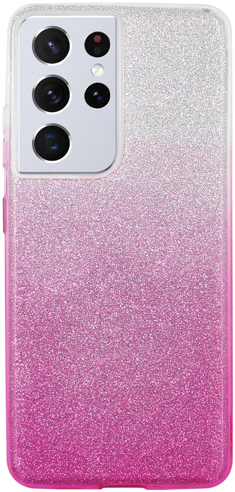 Samsung Galaxy S21 Ultra 5G (SM-G998B) szilikon tok csillogó hátlap rózsaszín/ezüst
