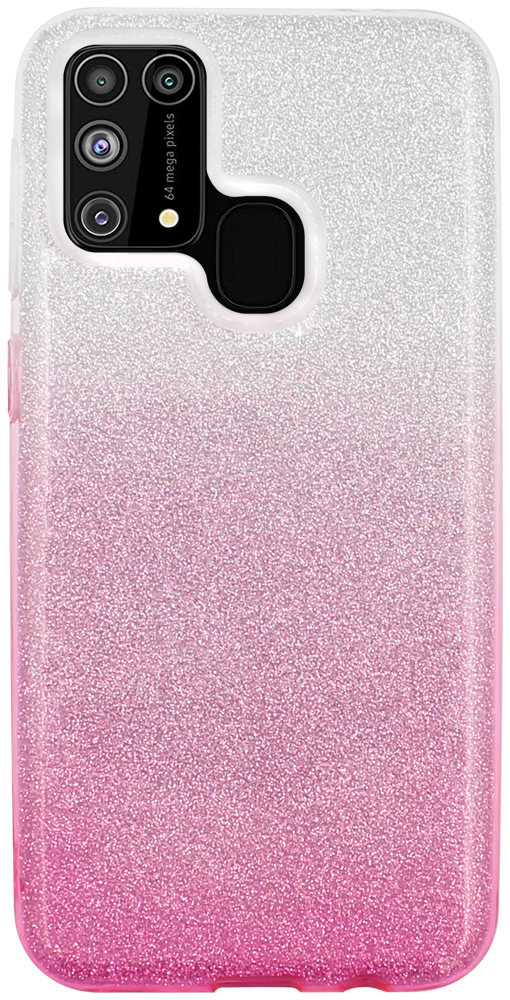 Samsung Galaxy M31 (SM-M315F) szilikon tok csillogó hátlap rózsaszín/ezüst