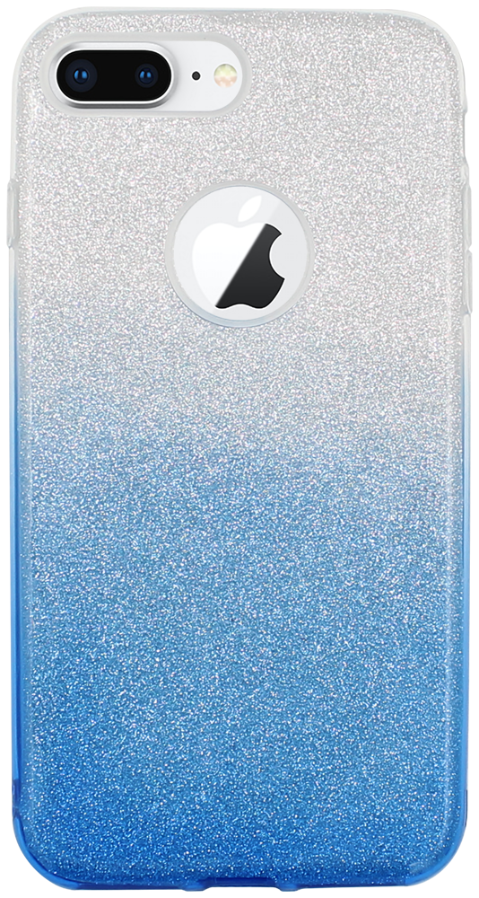 Apple iPhone 7 Plus szilikon tok csillogó hátlap logónál átlátszó kék/ezüst